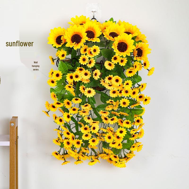 Sunflower Wall Hanging Basket - Artificial Vine for Indoor Decor