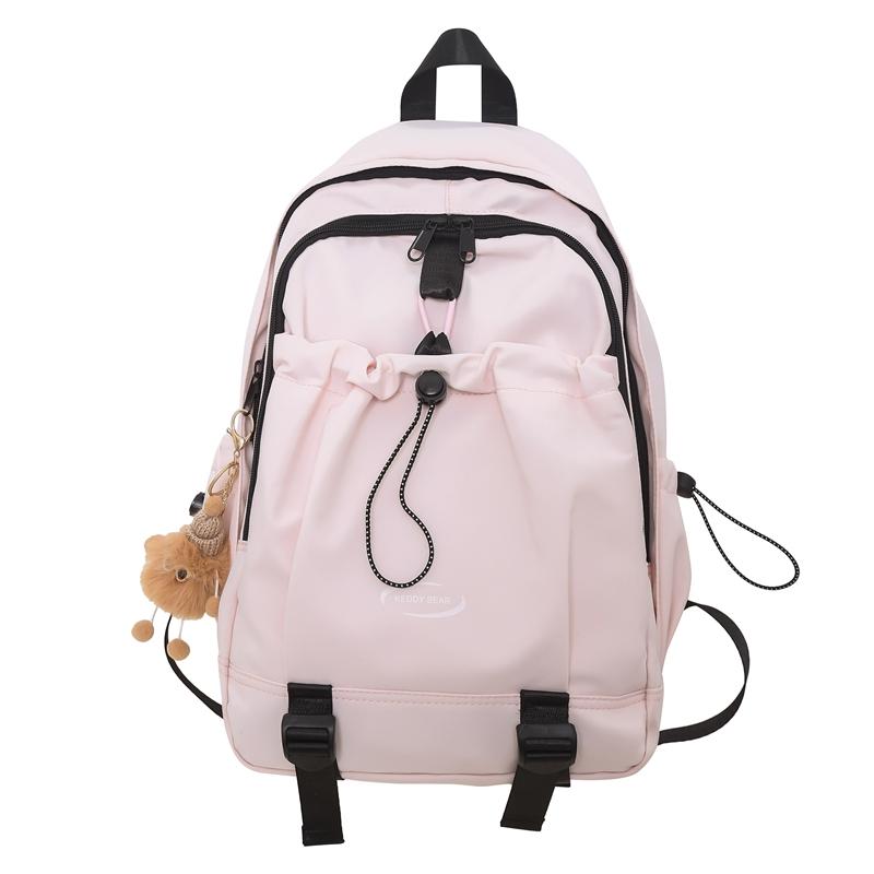 

Жіночий простий рюкзак нейлоновий рюкзак для поїздок на роботу та подорожей рожевий