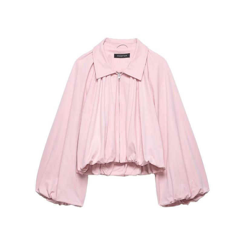Womens Oversized Balloon Sleeve Pilot Jacket Short Cropped Bomber Coat Casual Streetwear 2026