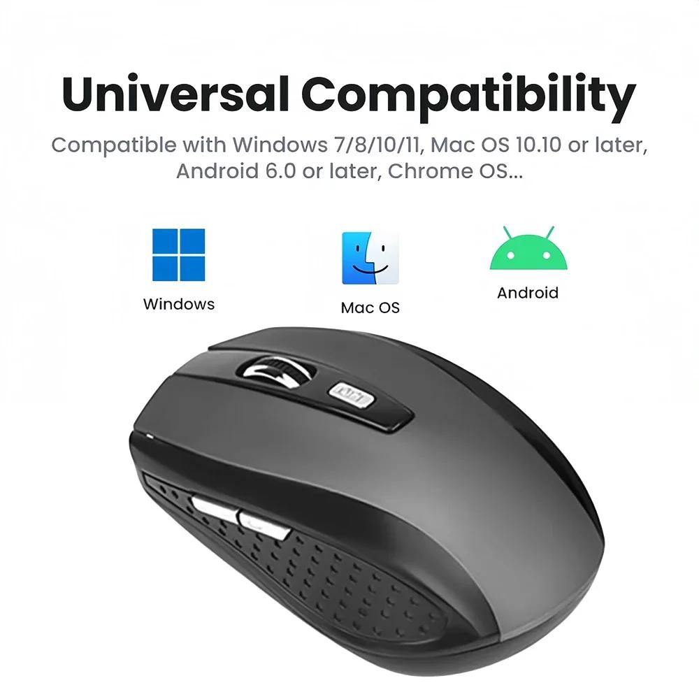 Mouse Wireless 2.4G Mouse da Gioco Regolabile 1600DPI Ottico Mouse da Ufficio Mouse Ergonomico per Notebook PC MacBook