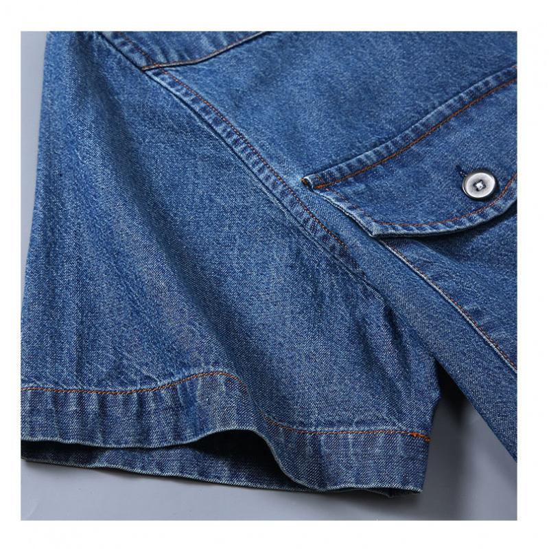 Herren Sommer Denim Hemd Große Größe Leicht Baumwolle Slim Fit Umlegekragen Kurzarm Arbeitshemd Knopf Cardigan Hemd