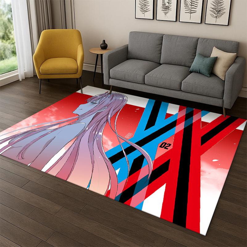 Sexy Girl Zero Two DARLING in FRANXX Cartoon Carpet Rug for Bedroom Living Room Sofa Doormat Home Decor,Kid Area Rug Non-slip