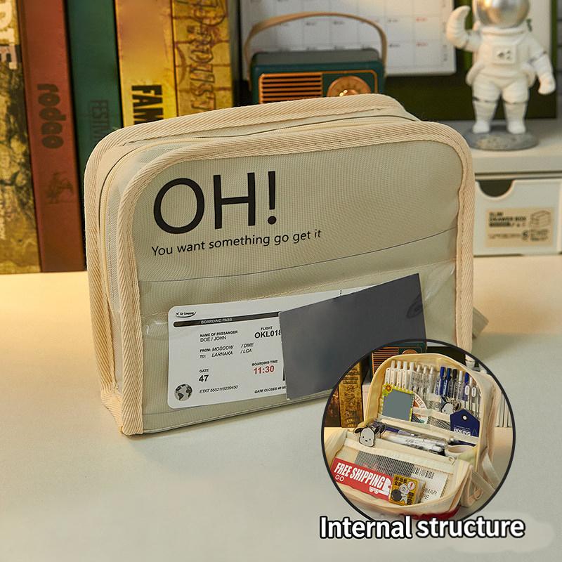 

New New Large Capacity Canvas Pencil Case Simple Style Student Stationery Storage Box School Office Supplies