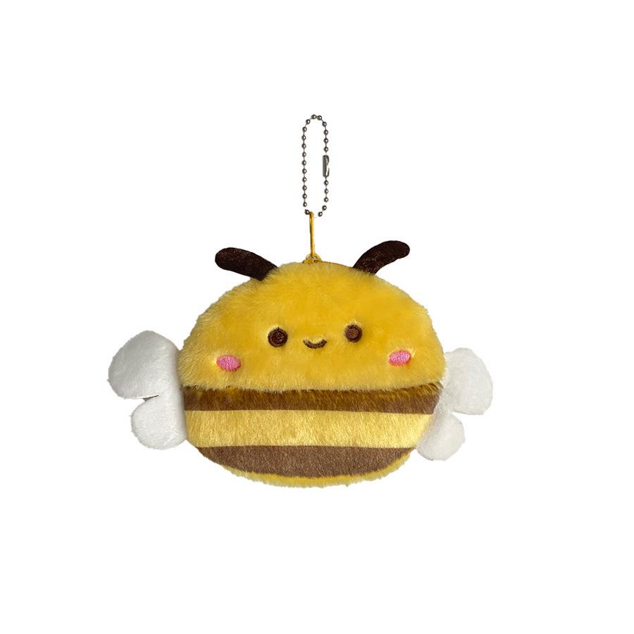 Adorable Little Bee Plush Coin Purse & Keychain: Portable Lipstick, Data Cable, and Earphone Bag