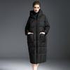 Europe Station high-end down jacket women's new winter long knee hooded white duck down thickened jacket tide