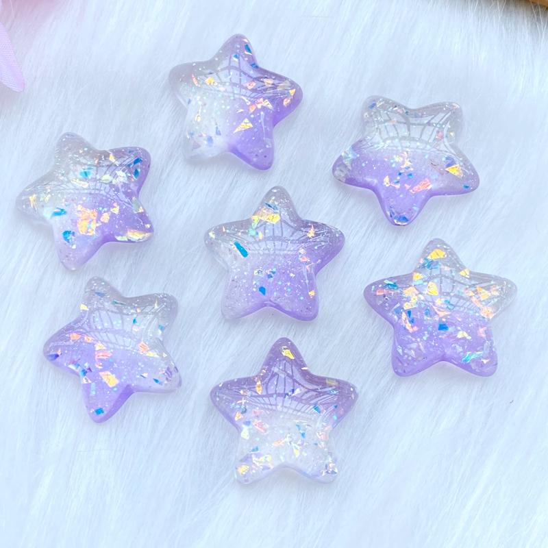 10Pcs/Lot New 22*23mm Resin Mixed Mini Shining Stars Flat Back Scrapbooking Hair Bow Center Embellishments DIY Accessories W59