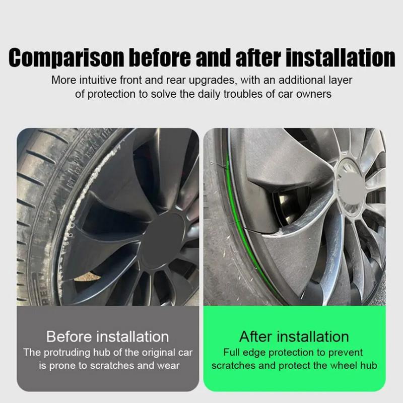 Heenvn Voor Tesla Model Y 2020-2023 21 Inch Uberturbine Naafkap Beschermers Wielkap Velgrand Patch ABS Velg Beschermer Accessoires