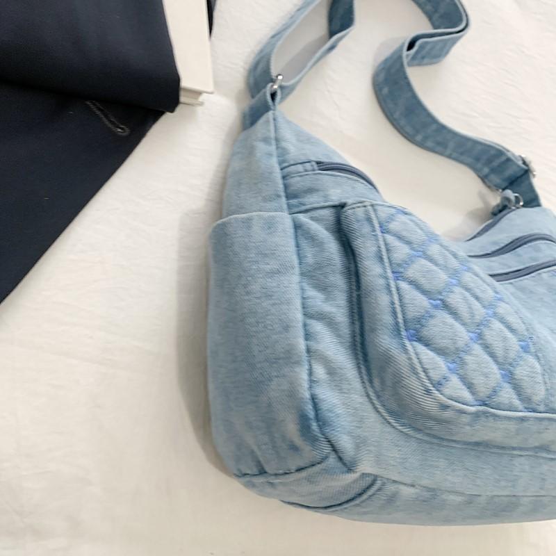 Denim Crossbody Bag for Women with Multi - Pockets & Quilted Detail, Lightweight & Stylish Shoulder Purse
