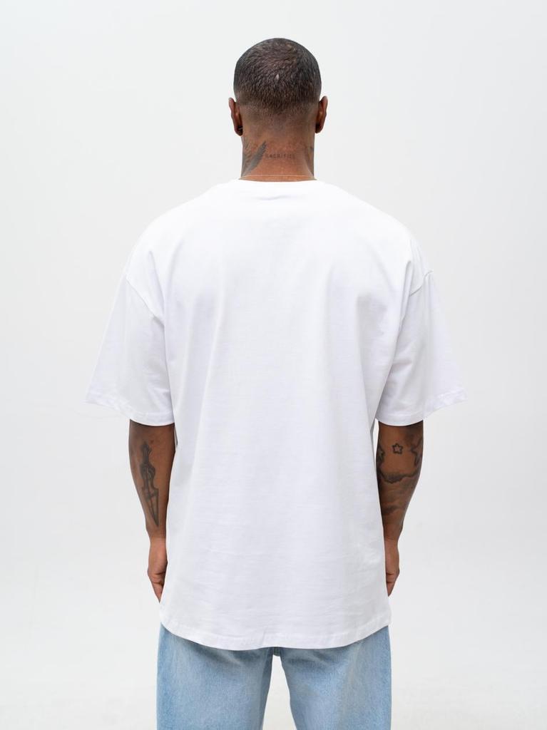 Jigga Wear Laurel S Oversized Men's White Short Sleeve T-Shirt