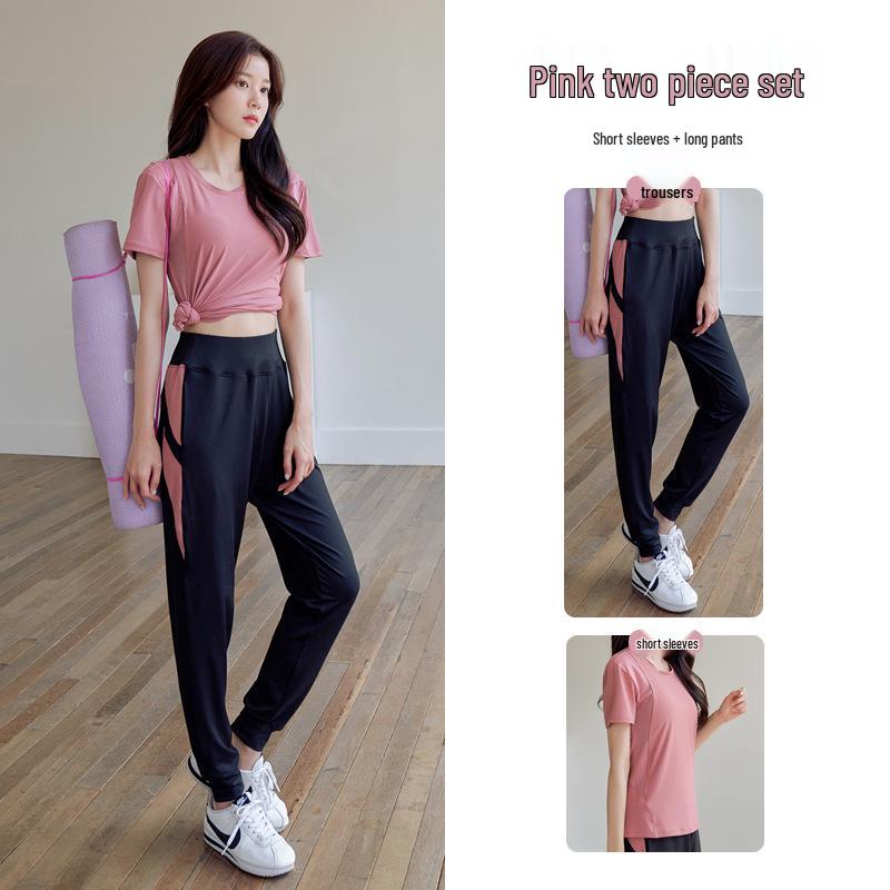 

Летний женский быстросохнущий комплект для йоги и спорта 2024: Повседневная свободная посадка, облегающая одежда для спортзала и бега XL