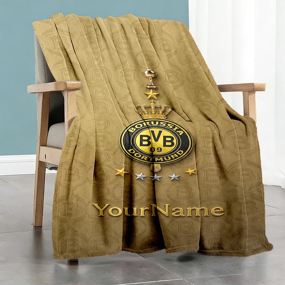 Borussia Dortmund Customize Text Blanket Lightweight Customizable Blanket Warmthful Decor Great for Office Couch Bed Living Room Ideal for All Seasons