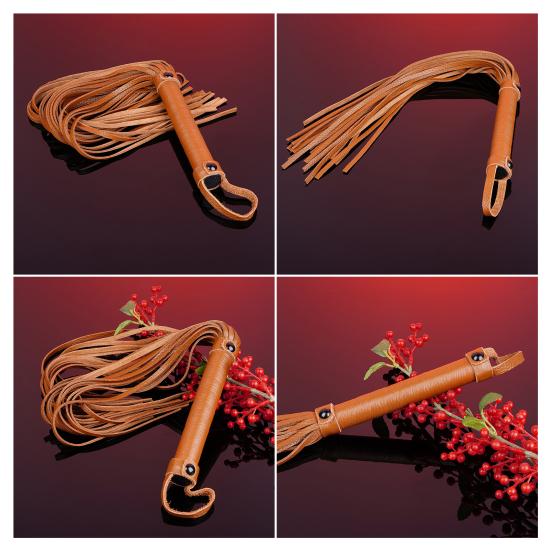 Faux Leather Flogger Whip Handmade Whip with Wooden Handle Adult Roleplay Whip Cosplay