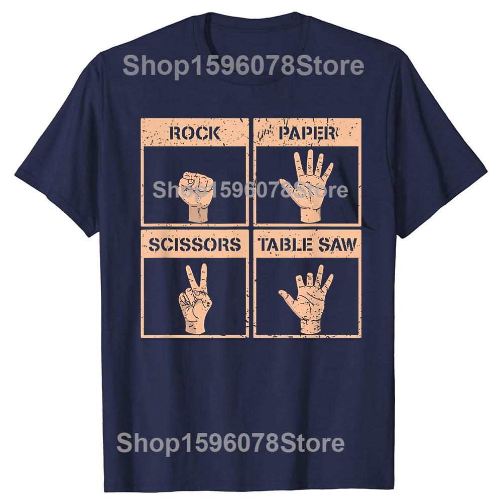 Rock Paper Scissors Table Saw Funny Missing Fingers Injury Tshirts Men Fashion Casual Tshirt Loose Oversized Streetwear T Shirt