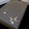 Dynamic metal butterfly wings pearl necklace design Internet celebrity temperament personality collarbone chain jewelry