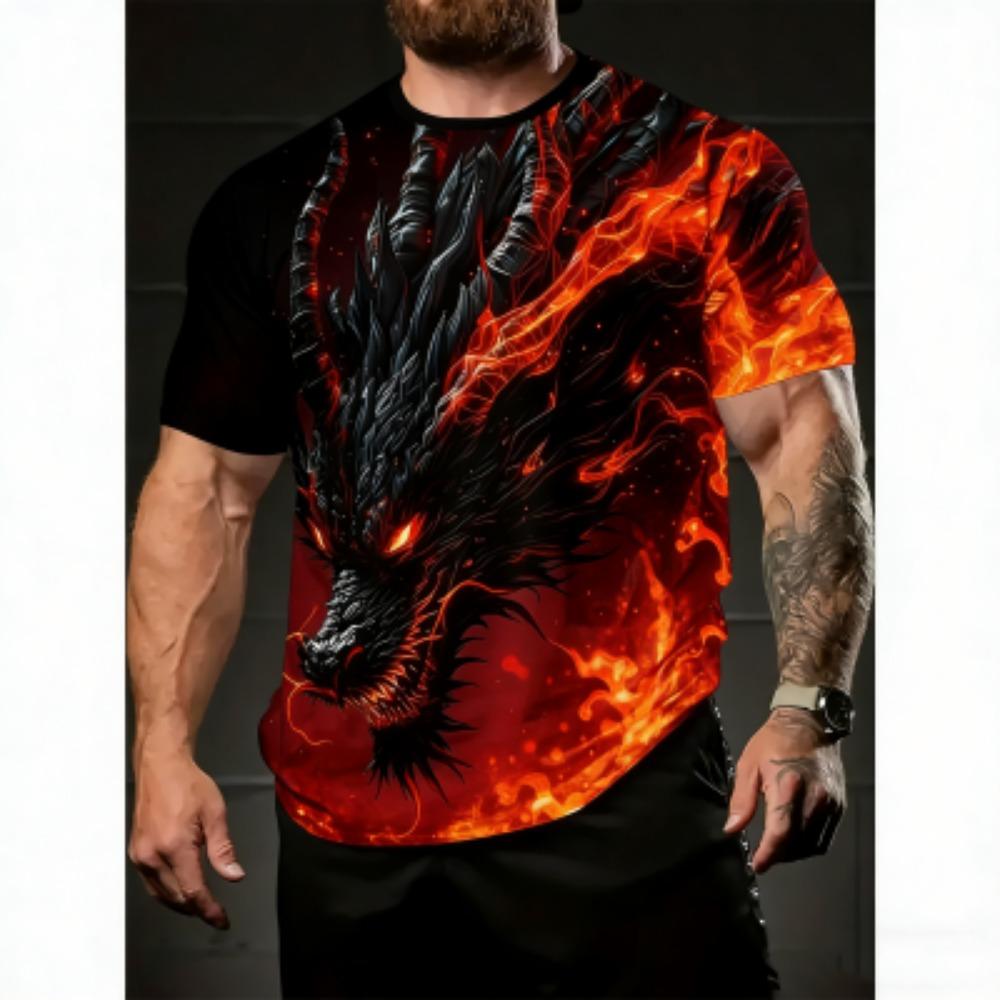 

Summer Men s T-Shirt Dragon Pattern 3D Print Tees Top Hip Hop Loose Short Sleeve Streetwear Vintage Oversized Women T-shirt XXS