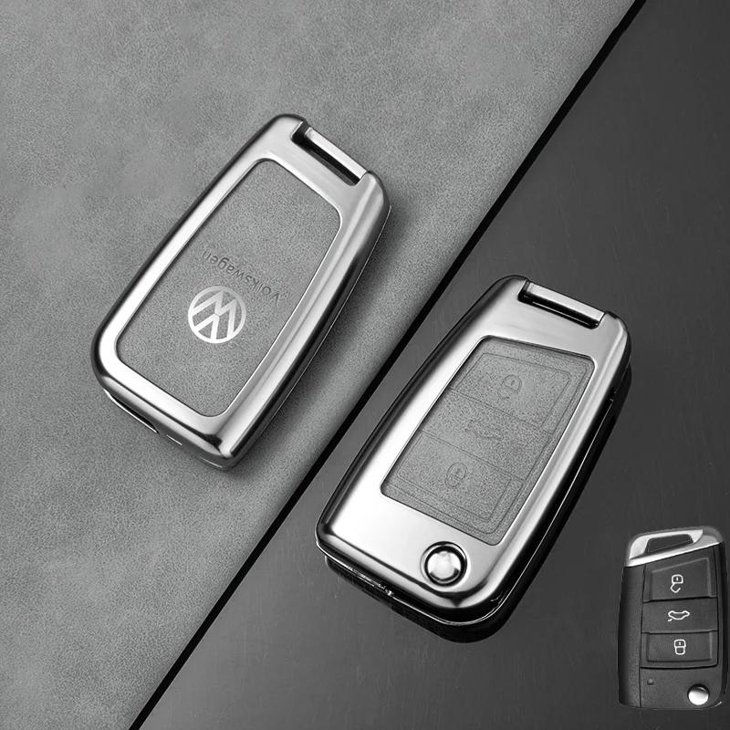 

VW GTI GOLF 2026 Hot For VW VOLKSWAGEN Zinc Alloy Leather Car Key Case Fob Cover Shell Bag For Volkswagen VW Polo Golf 7 MK7 Tig