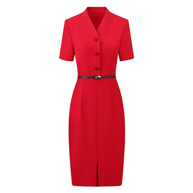 

French Style Professional V-Neck Sheath Dress 2XL