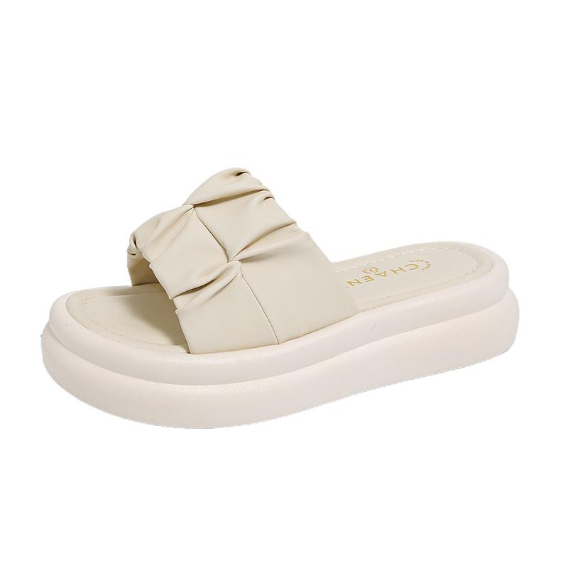 One-word Slippers Women's Beach Wear Fashion Casual Platform Slippers Women's 2025 Summer New Comfortable Fairy Sandals