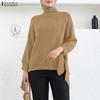 ZANZEA Damen Herbst Lässige Stehkragen Langarm Bluse