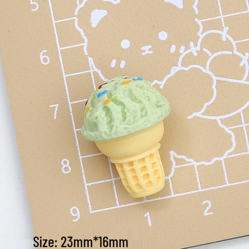 Multicolor Ice Cream Cone Cartoon Resin Ornament DIY Hair Clip Accessories Pack