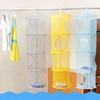 Foldable Toys Storage Hanging Basket Four-grid Visible Cylindrical Storage Hanging Bag Clothes Underwear Socks Drying Basket Box