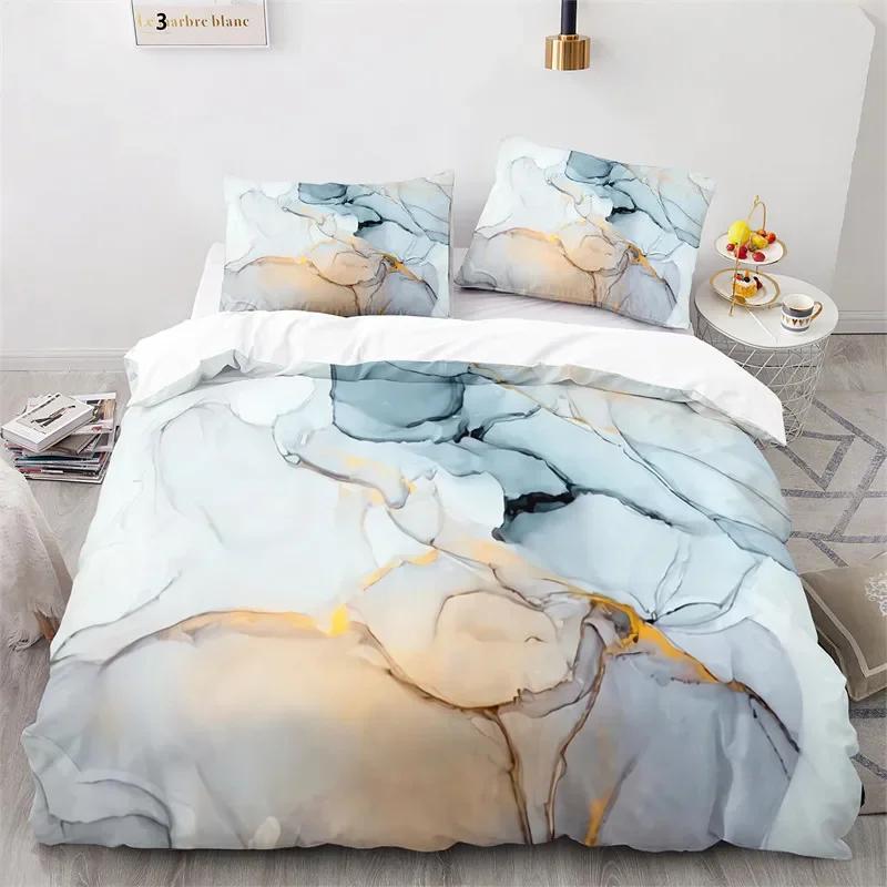 Marble Duvet Cover Microfiber Geometric Pattern Bedding Set Abstract Comforter Cover Full King For Kids Teen Adult Bedroom Decor