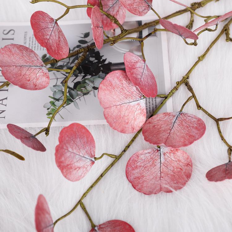 French Round Eucalyptus & Apple Leaf Simulated Plant for Wedding & Home Decor