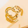 18K Gold Geometric Open Chain Ring in Stainless Steel for Women