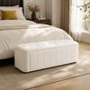 Velvet Bench, Modern Upholstered Bench with Rounded Corners, Storage Ottoman Chest, Upholstered Seat Stool for Bedroom, Living Room, Hallway