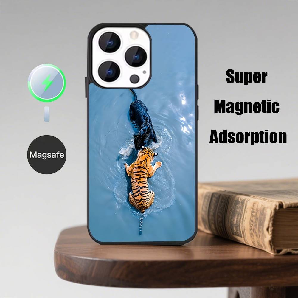 Animal Cover Tiger Lion Phone Case  For iPhone 17,16,15,14,13,12,11,Pro,Max,Plus,Mini,Magsafe,Magnetic Wireless Charging Case