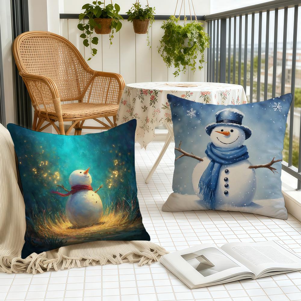 Funny Cute Snowman Cushion Cover Home Office Birthday Anniversary Gifts Soft Skin Friendly Cushion Cover