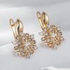 Rose Gold Color Crystal Flower Dangle Earrings For Women Shiny Natural Zircon Ethnic Bride Wedding Fine Jewelry