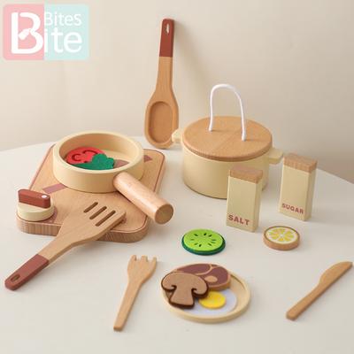 Montessori Legehus Køkkensæt Legetøj Børns Pædagogisk Simulations Trælegetøj Grøntsagskrukke Model Lege Legetøj
