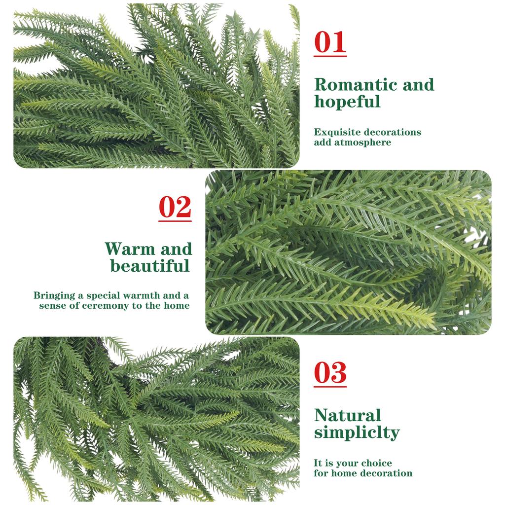 24in Norfolk Pine Wreath for Front Door Artificial Christmas Wreaths Faux Green Wreath for Wall Window Indoor Outdoor Xmas Decor