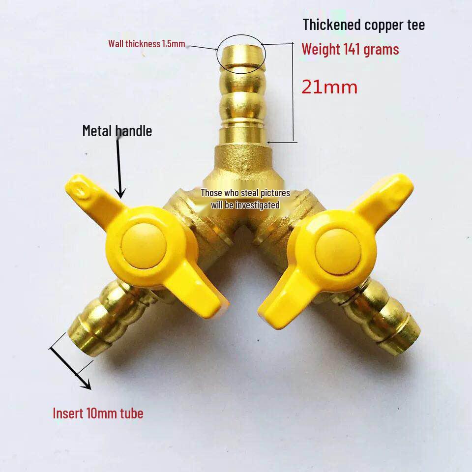 4-Point Y-Type Gas Valve Diverter & Flow Regulating Copper Ball Connector