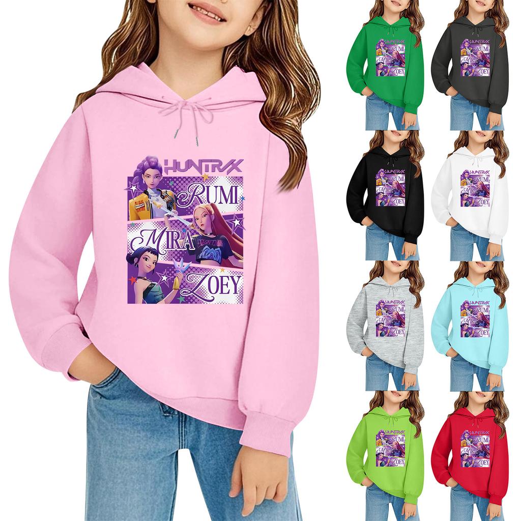 Kids' Long Sleeve Loose Pullover Letter Print Drawstring Hooded Sweatshirt