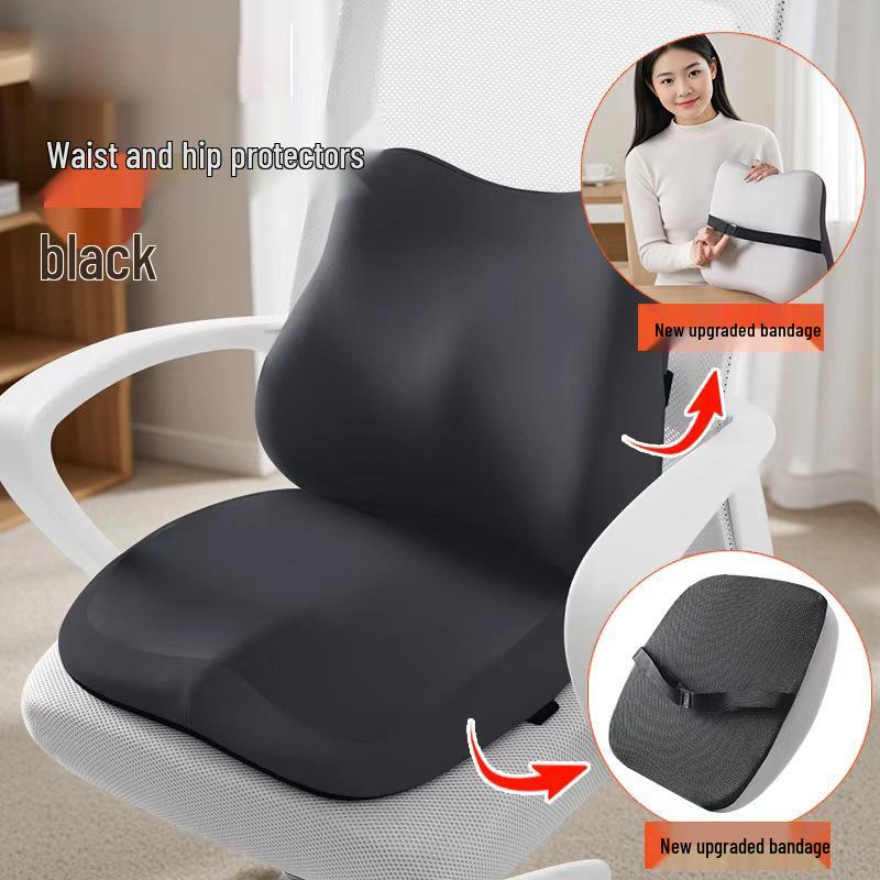 Ergonomic Memory Foam Seat & Lumbar Support Cushion for Office Chair
