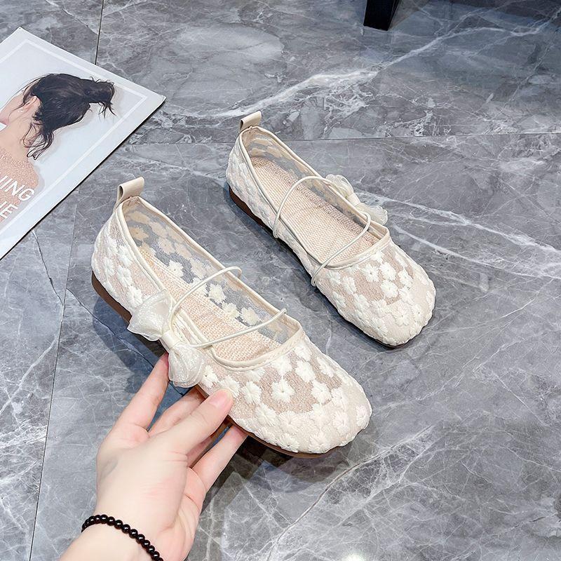 Mesh breathable Doudou shoes women's 2025 summer new one-pedal Mary Jane shoes soft-soled versatile flat-soled single shoes