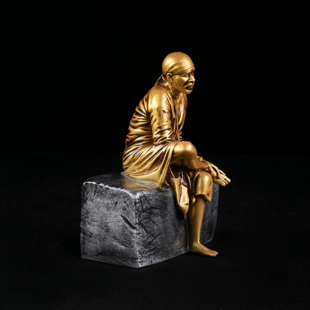 Saibaba Idol Shirdi Sai Baba Statue Sai Baba Idol Murti Religious God Idol for Car Dashboard & Home Decorative Showpiece Gift Item