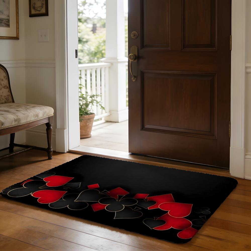 Fashion Spade Floor Mat Soft Flannel Absorbent Mat Non-Slip Rug Home Bedroom Bathroom