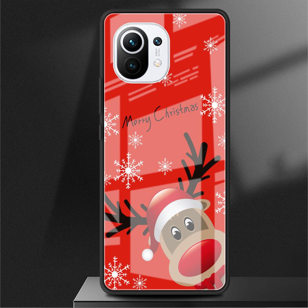 Glass Case For Xiaomi Poco X3 NFC 11 Lite 11T F3 M3 For Redmi Note 11 10 9 8 Pro 10S 9S 9A 9C Phone Cover  Snow Merry Christmas