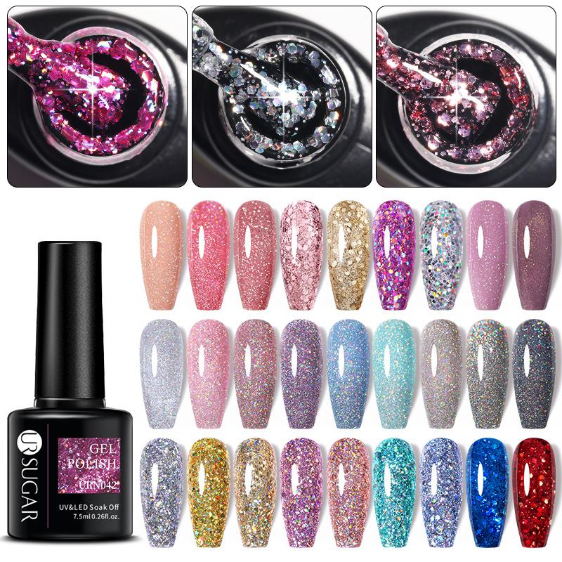 

UR SUGAR 7,5 мл Блестящий УФ-гель для ногтей с блестками Bling Soak Off Маникюрный гель-лак для дизайна ногтей Украшение