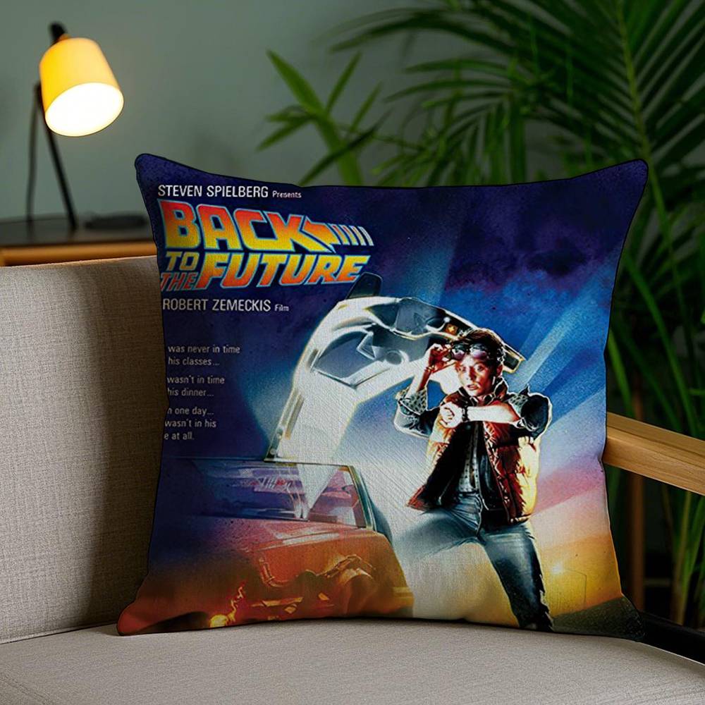 B-Back To The Future Pillow Case Home Dorm Chair Back Short Plush Double-sided Printing Office Nap Time Cushion Cover