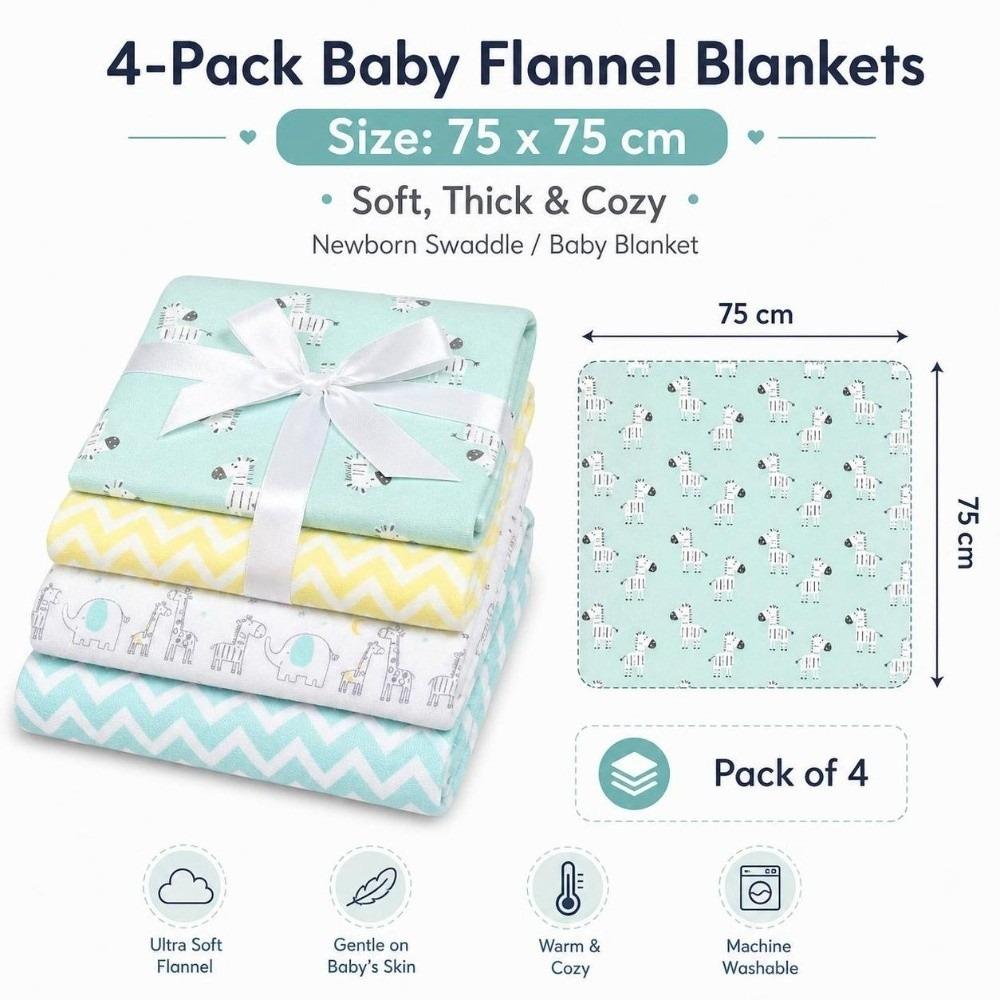 4Pcs Pack 76x76cm Receiving Baby Blanket Super Soft Baby Bedsheet Blanket  DIY Quilting Sewing