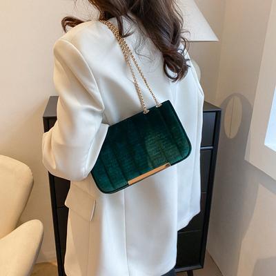 Velvet Fashion Trend Small Square Bag Women's 2025 Spring New Chain Shoulder Bag Casual Simple Messenger Bag