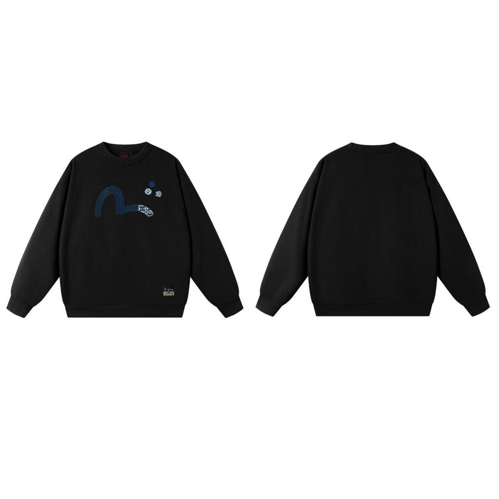 EVISU Streetwear Gott des Glücks Sweatshirt: Unisex Pullover mit Rundhalsausschnitt von hoher Qualität für Herbst 2026