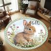 Area Rug Floor Carpet Mat Cheerful Easter Bunny Print Non-Slip Washable in Multicolor for Festive Spring Home Decoration