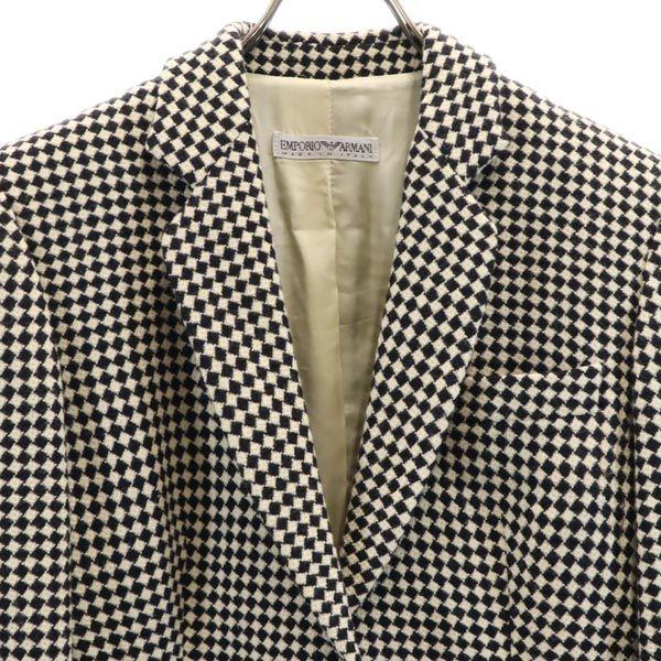 Emporio Armani Made In Italy Wool Tailored Jacket 38 Beige X Black Blazer Women Used
