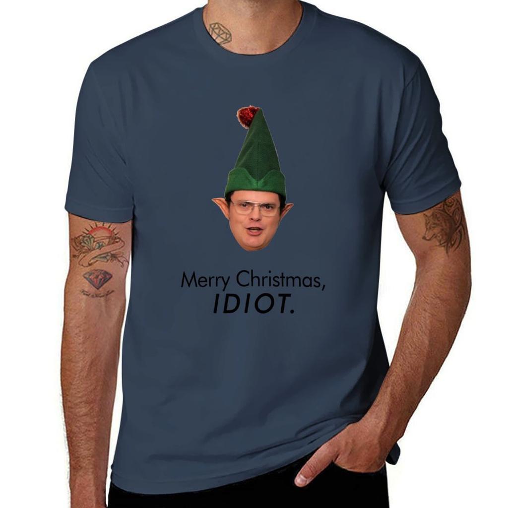 Dwight Schrute Christmas T-shirt Man T Shirt Designer Black Cotton T-shirt Plain For Man Package Funny T Shirts Man T-shirt