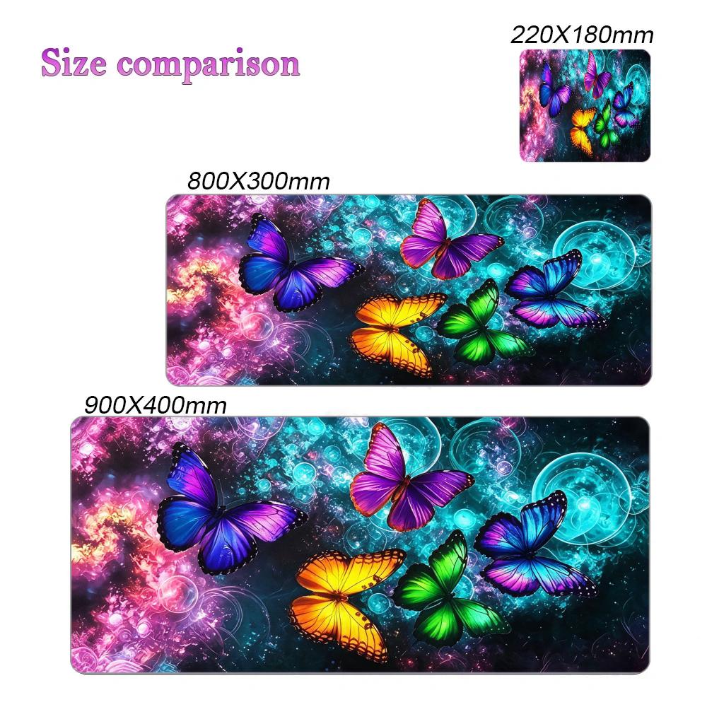 Magical Butterfly Forest Mouse Pad Large Computer Office Game Table Mat Rubber Antislip Stitched Keyboard Mat Desk Pads